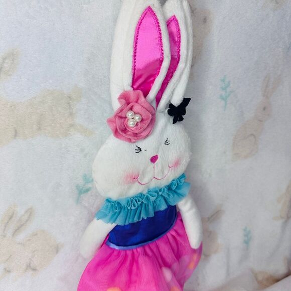 Country Line Bunny Rabbit Plush Zip Purse Easter White Pink Purple - Picture 4 of 10